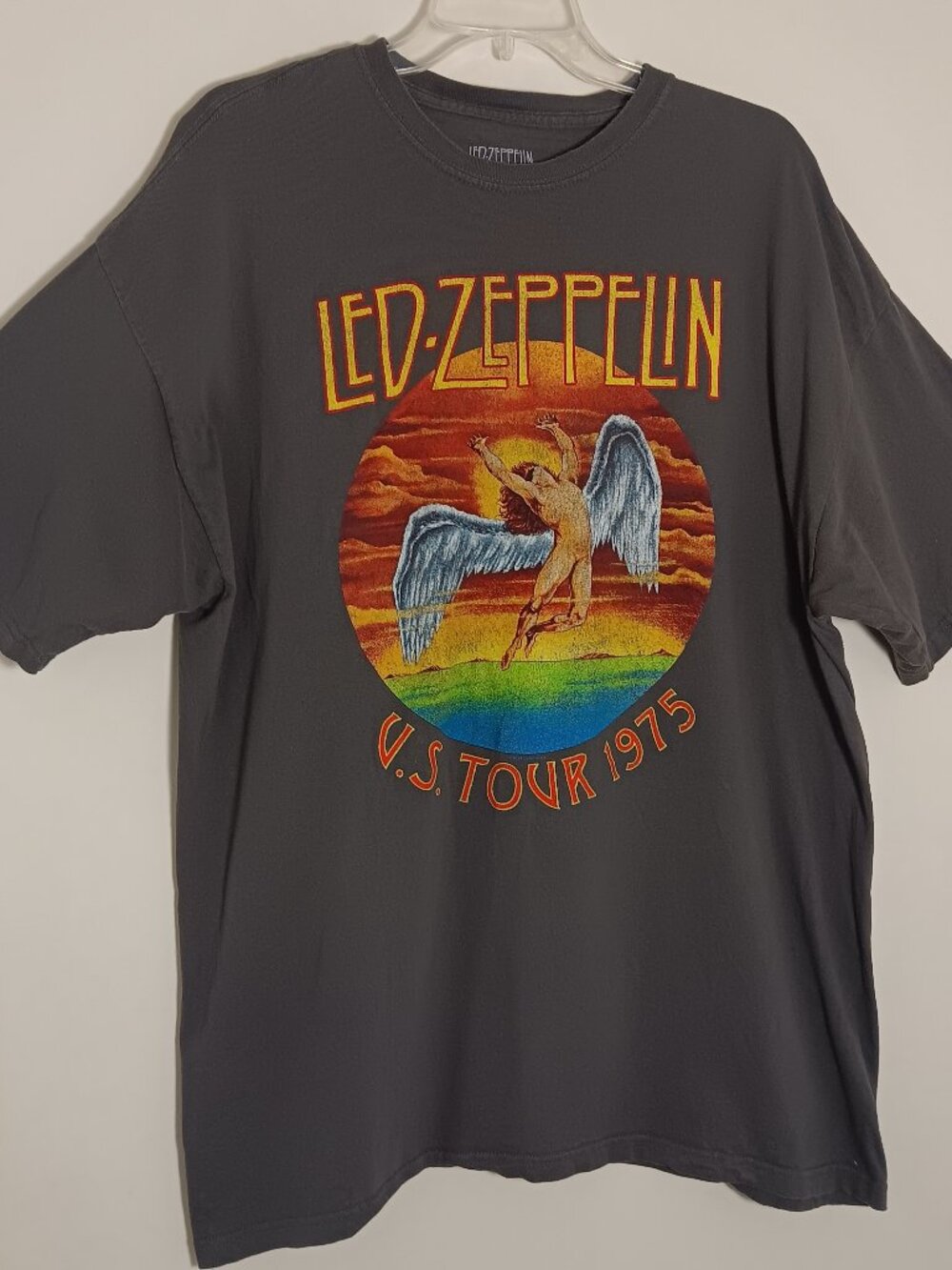 Led Zeppelin US tour 1975 icarus Tshirt men 2xl gray rock band tee